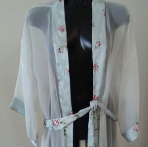 Shereen Annette sheer robe with satiny accents NWO